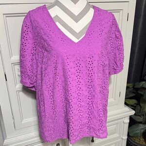 Draper James Purple Eyelet Women's Top Size XL
